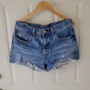 Levi Denim Frayed Hem Women's Shorts